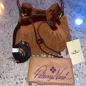 Patricia Nash Brown Leather Fringe Shoulder Bag